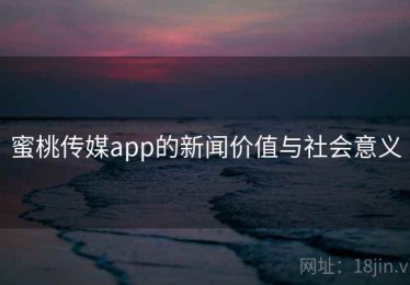 蜜桃传媒app的新闻价值与社会意义