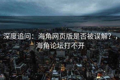 深度追问：海角网页版是否被误解？，海角论坛打不开